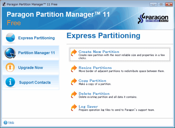 Paragon Partition Manager j[̃XN[Vbg